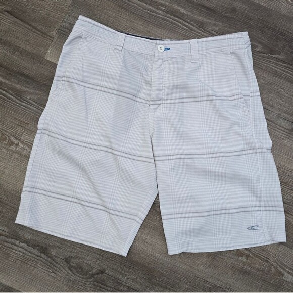 O'neill quick dry board shorts shades of White & grey stripes men's size 32 - Picture 1 of 6